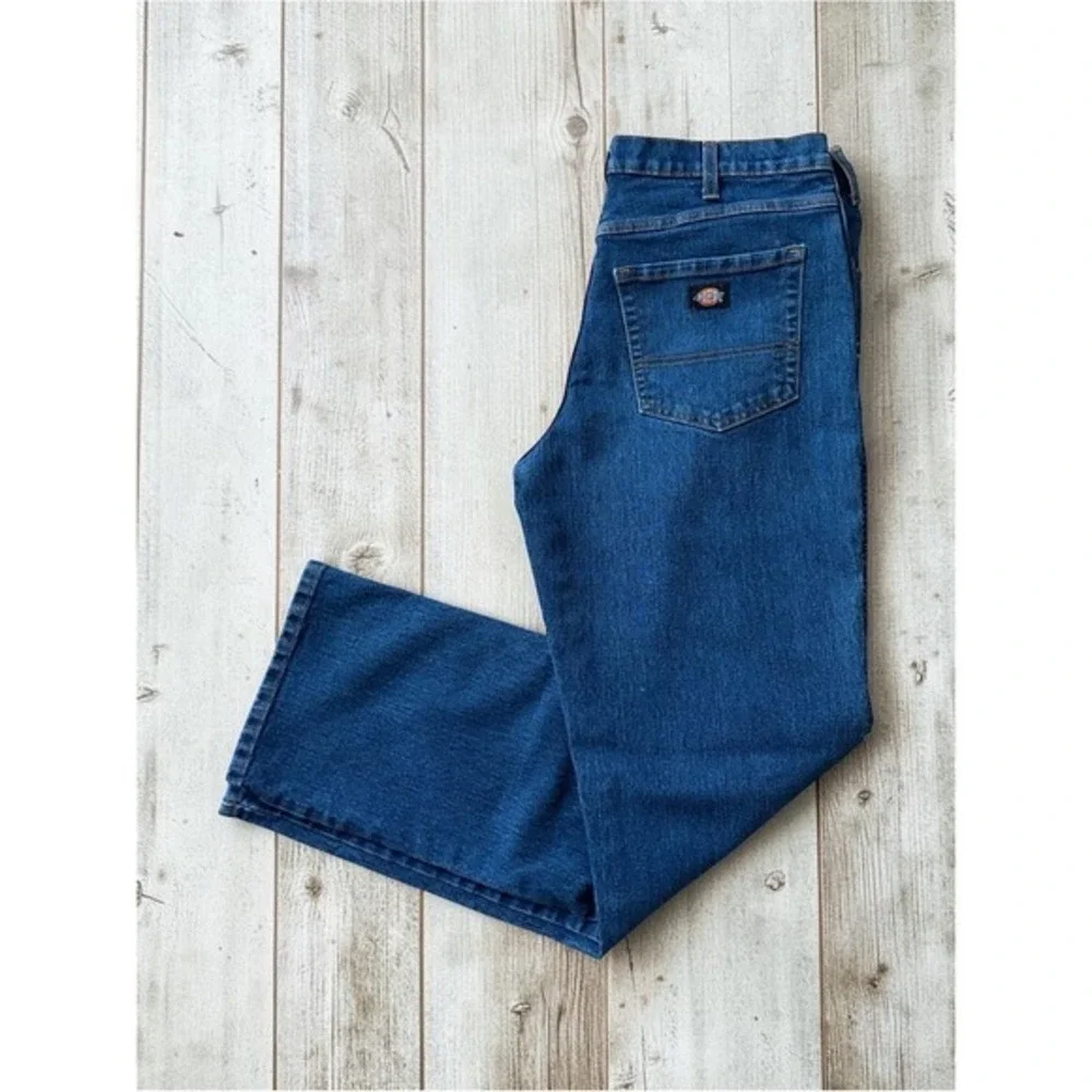 Dickies Mens Jeans Size Relaxed Fit 36x34 Medium Wash Blue Denim Pockets